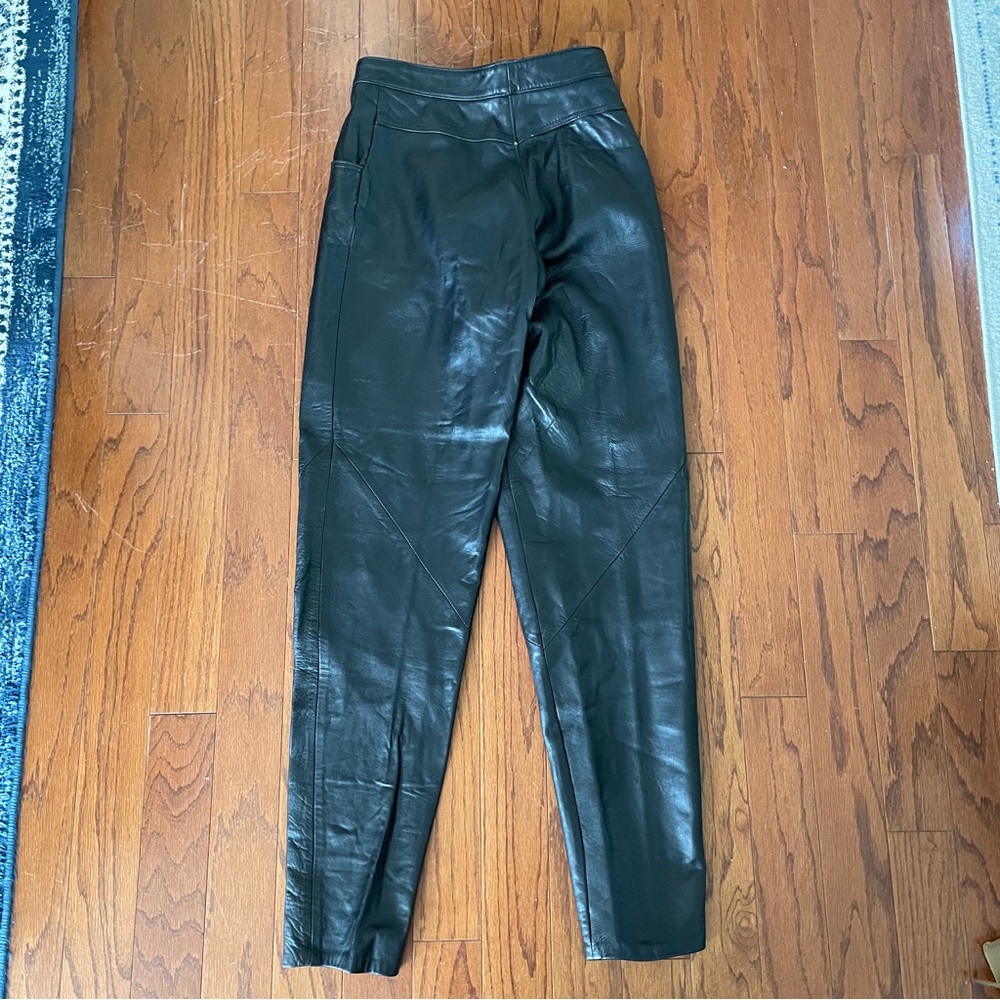 Firenze Santa Barbara Vintage Black Leather Pants - Picture 3 of 4